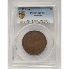 AUSTRALIA 1925 . ONE 1 PENNY . PCGS XF45 AUSTRALIA 1925 . ONE 1 PENNY . PCGS XF45